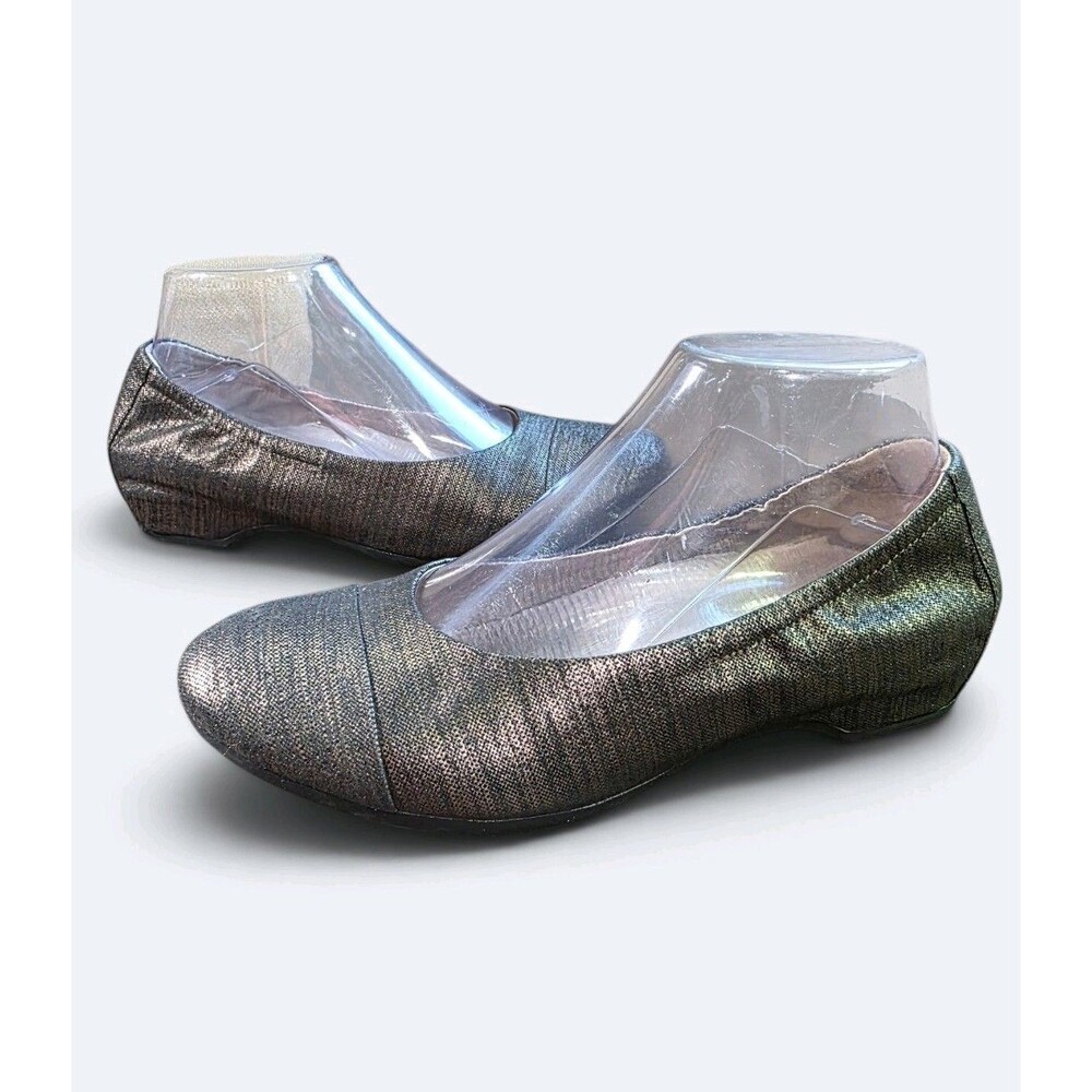 Dansko Lisanne Metallic Pewter Ballet Flats Comfort Wedge Shoes Size 37 US 6.5-7